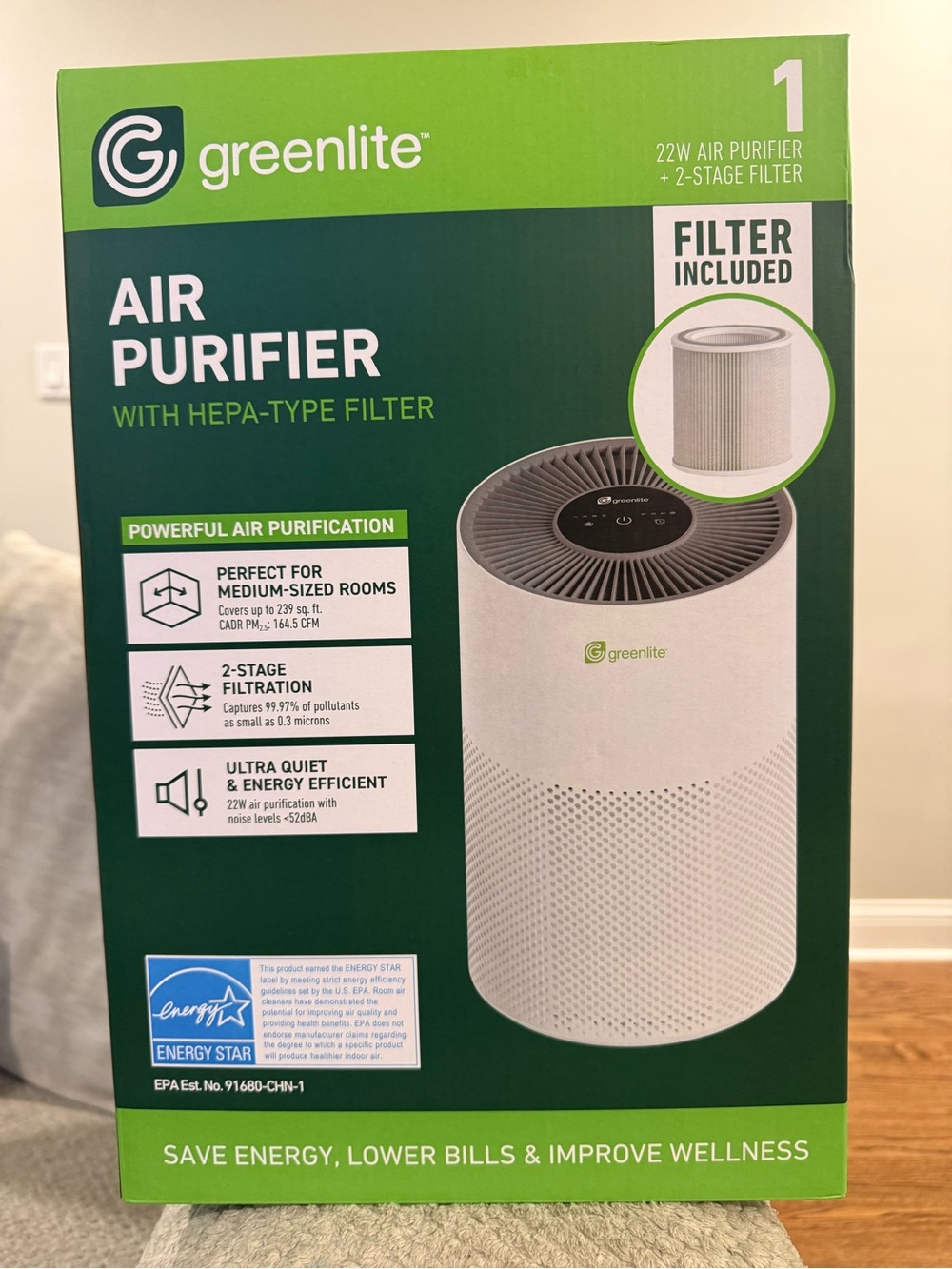 White Air Purifier with HEPA-Type Filter